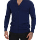 Eleganter blauer Cardigan-Pullover aus Schurwolle