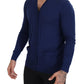 Eleganter blauer Cardigan-Pullover aus Schurwolle
