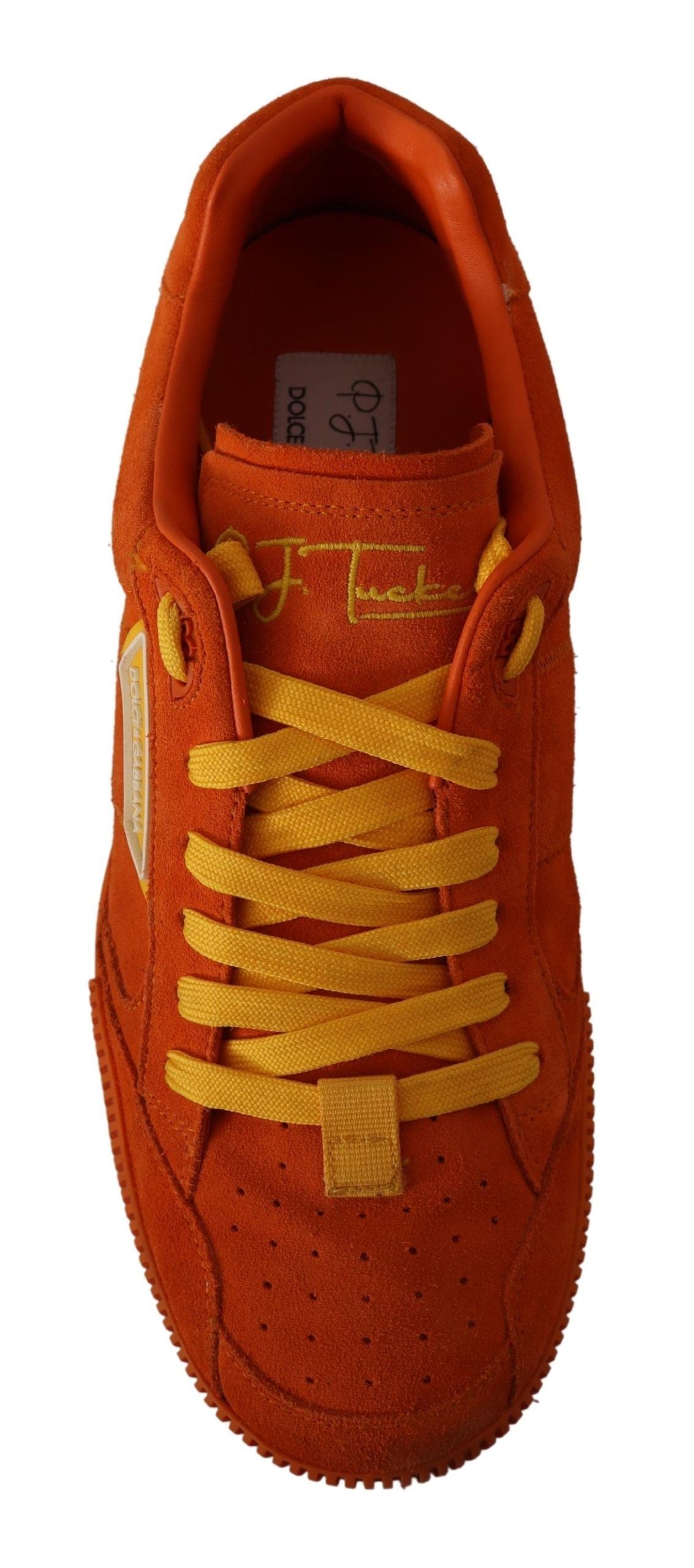 Sneakers italiane in pelle scamosciata arancione