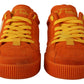 Sneakers italiane in pelle scamosciata arancione