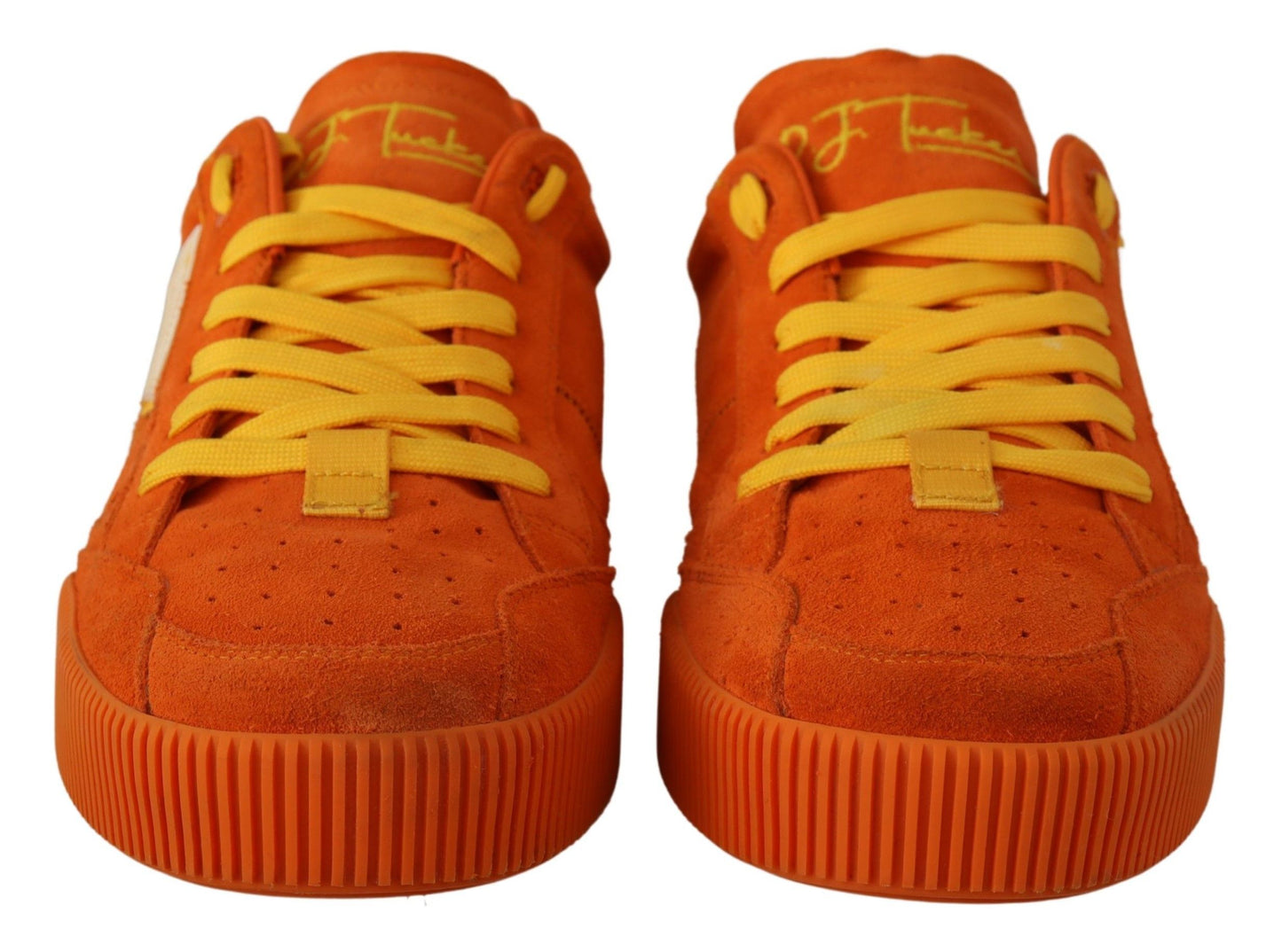 Sneakers italiane in pelle scamosciata arancione