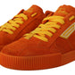 Sneakers italiane in pelle scamosciata arancione