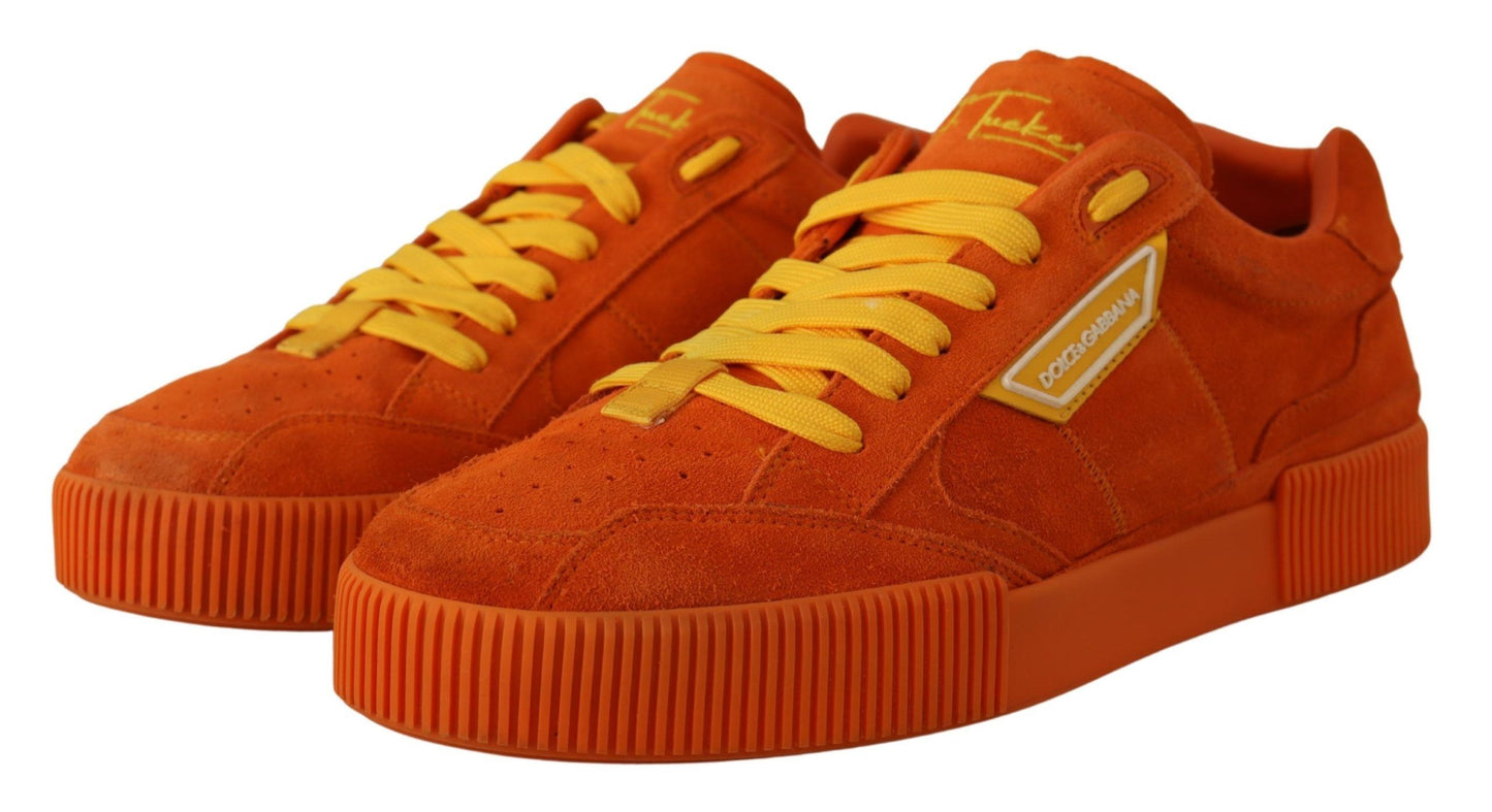 Sneakers italiane in pelle scamosciata arancione