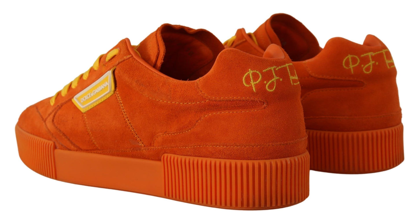 Sneakers italiane in pelle scamosciata arancione