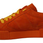 Sneakers italiane in pelle scamosciata arancione