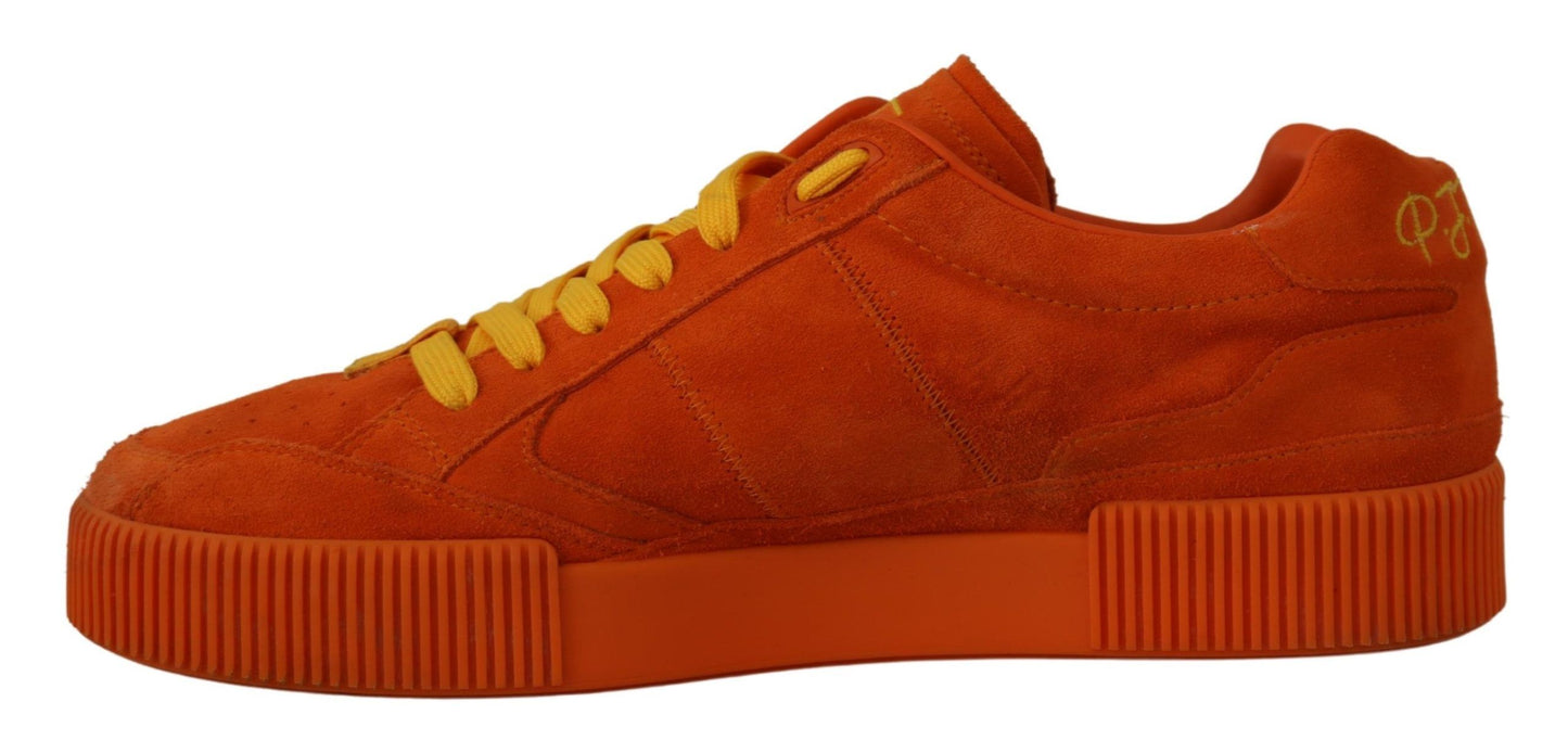 Sneakers italiane in pelle scamosciata arancione