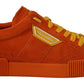 Sneakers italiane in pelle scamosciata arancione