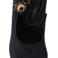 Chic Black Mary Jane Sock Pumps with Crystals