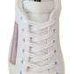 Chic White Pink Leather Low-Top Sneakers