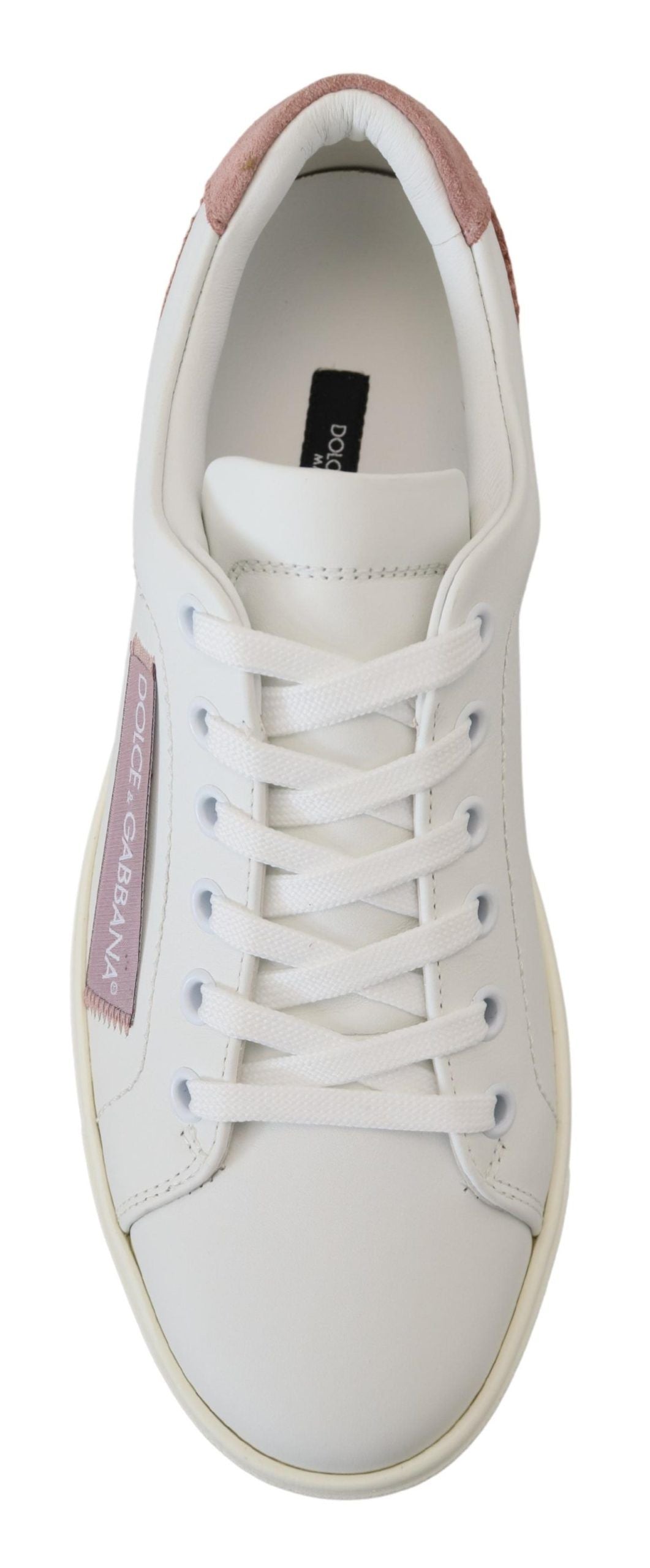 Schicke weiß-rosa Leder Low-Top Sneakers