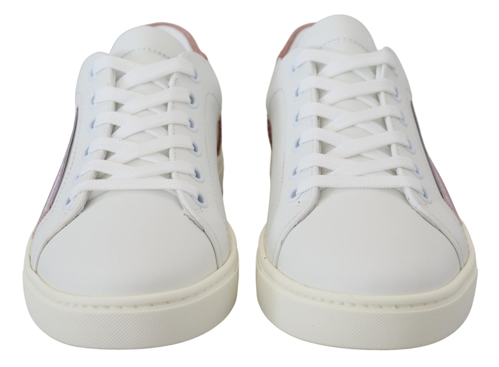 Schicke weiß-rosa Leder Low-Top Sneakers