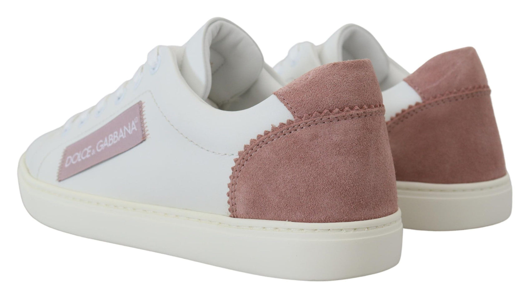 Schicke weiß-rosa Leder Low-Top Sneakers