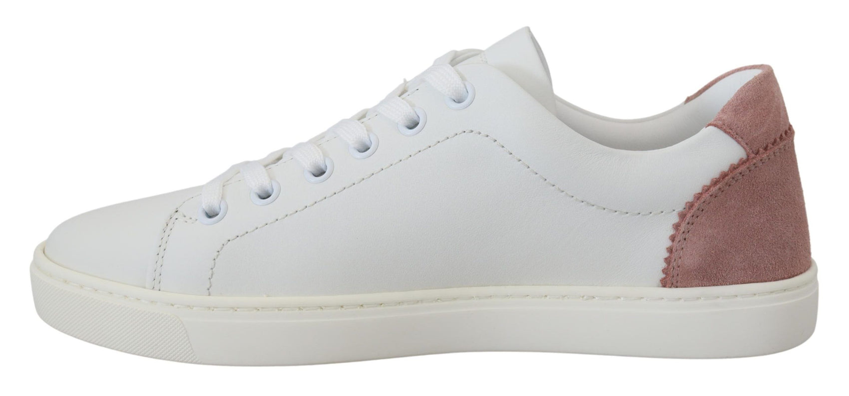 Schicke weiß-rosa Leder Low-Top Sneakers