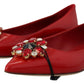 Red Suede Crystal Loafers - Exquisite Elegance