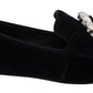 Chic Velvet Crystal-Embellished Loafers