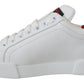 Elegant White Portofino Leather Sneakers