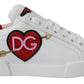 Elegant White Portofino Leather Sneakers