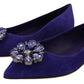 Embellished Crystal Purple Suede Flats