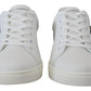 Elegant White Leather Men's Sneakers