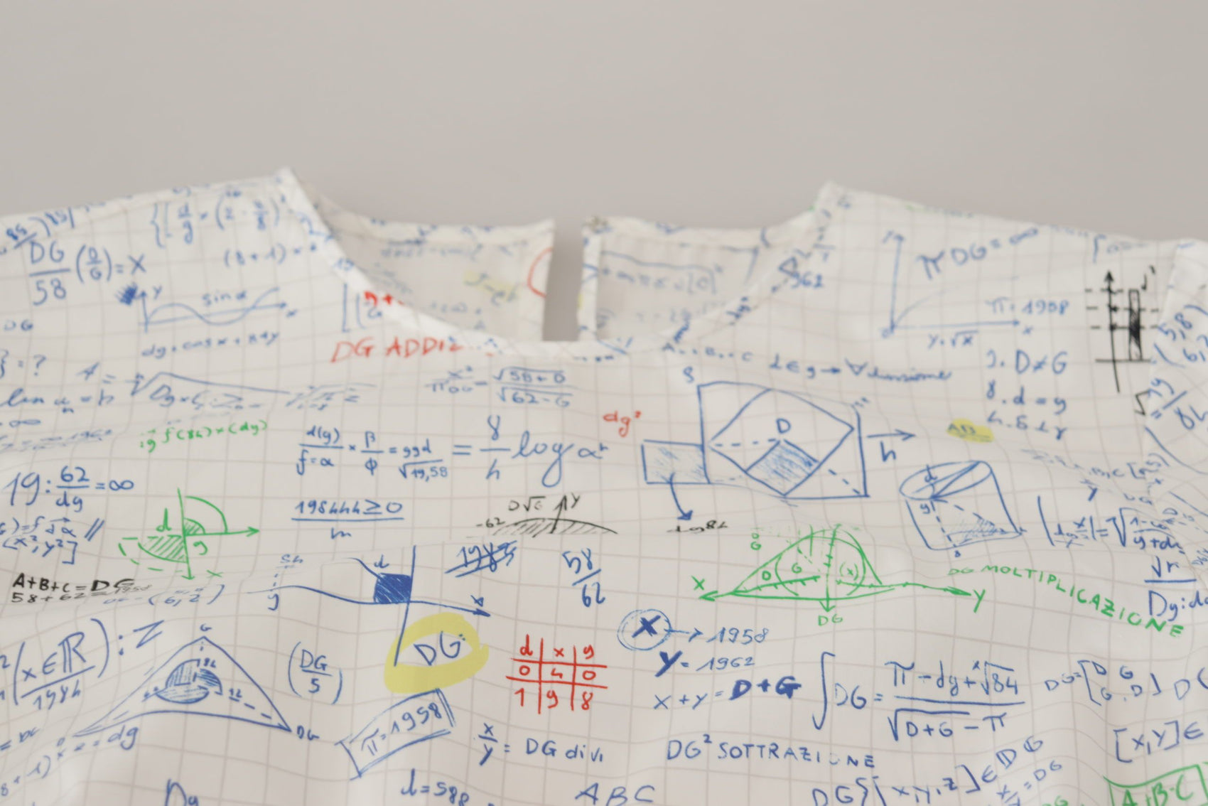 Baumwoll-T-Shirt mit Rundhalsausschnitt und Algebra-Print