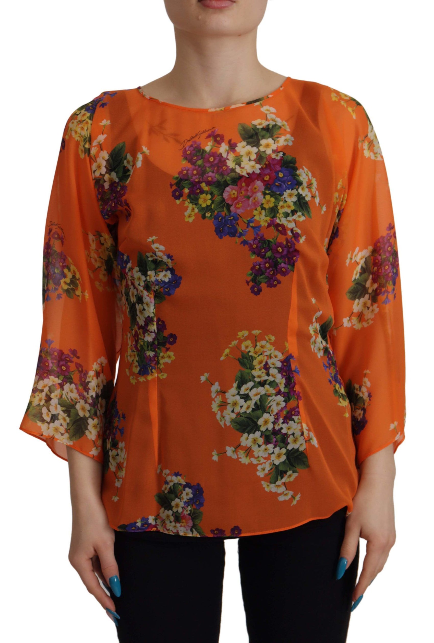 Elegante Seidenbluse mit Blumenmuster und Reißverschluss hinten