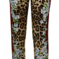 Eleganti pantaloni in seta multicolore a vita alta