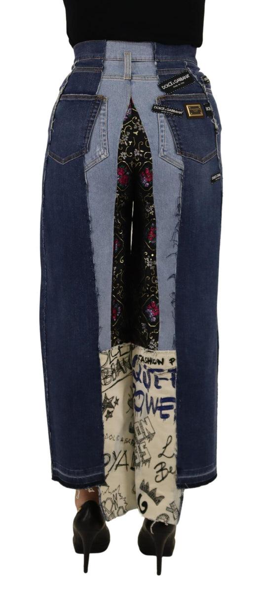 Jeans larghi multicolor a vita alta