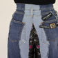 Jeans larghi multicolor a vita alta