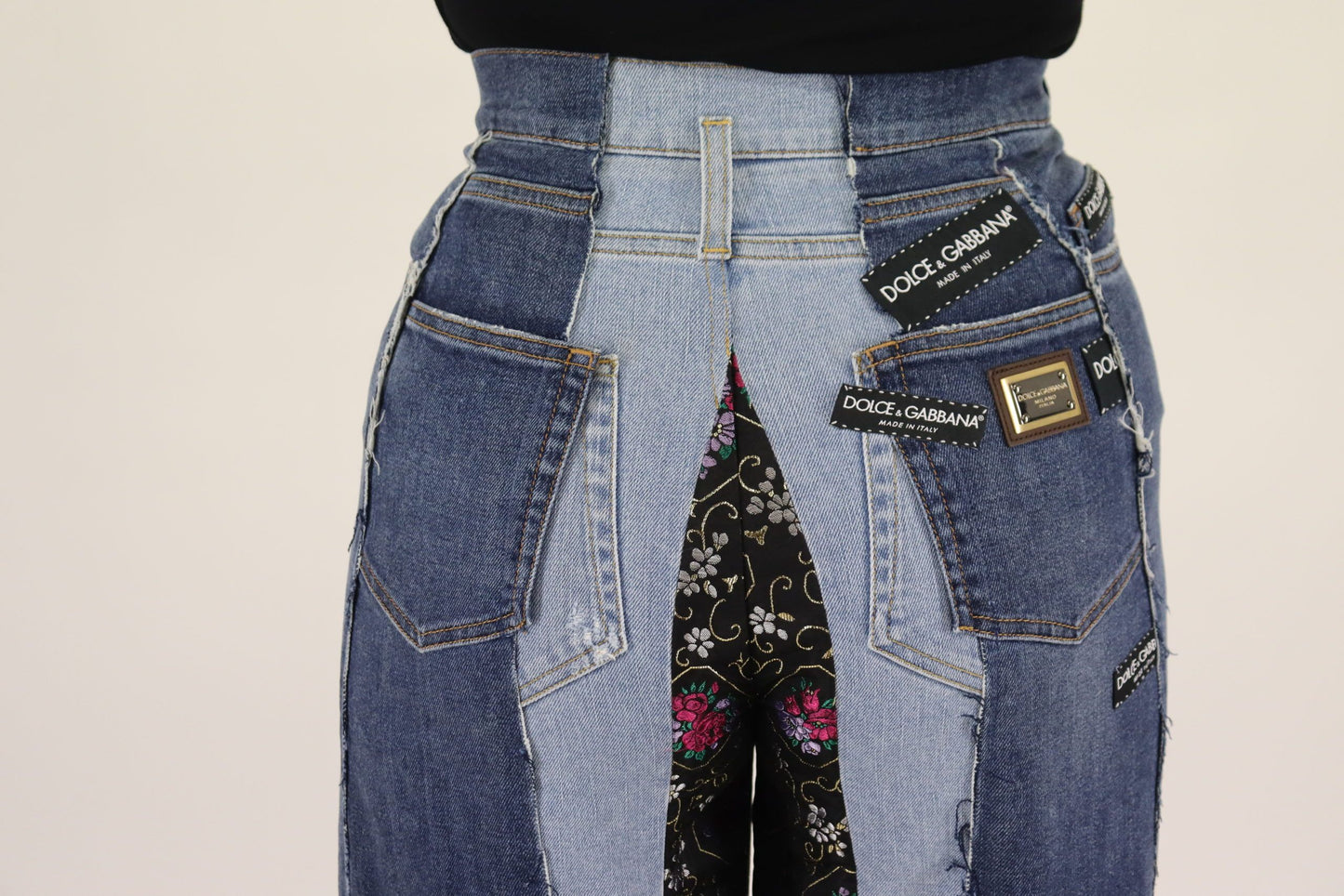 Jeans larghi multicolor a vita alta