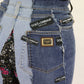 Jeans larghi multicolor a vita alta