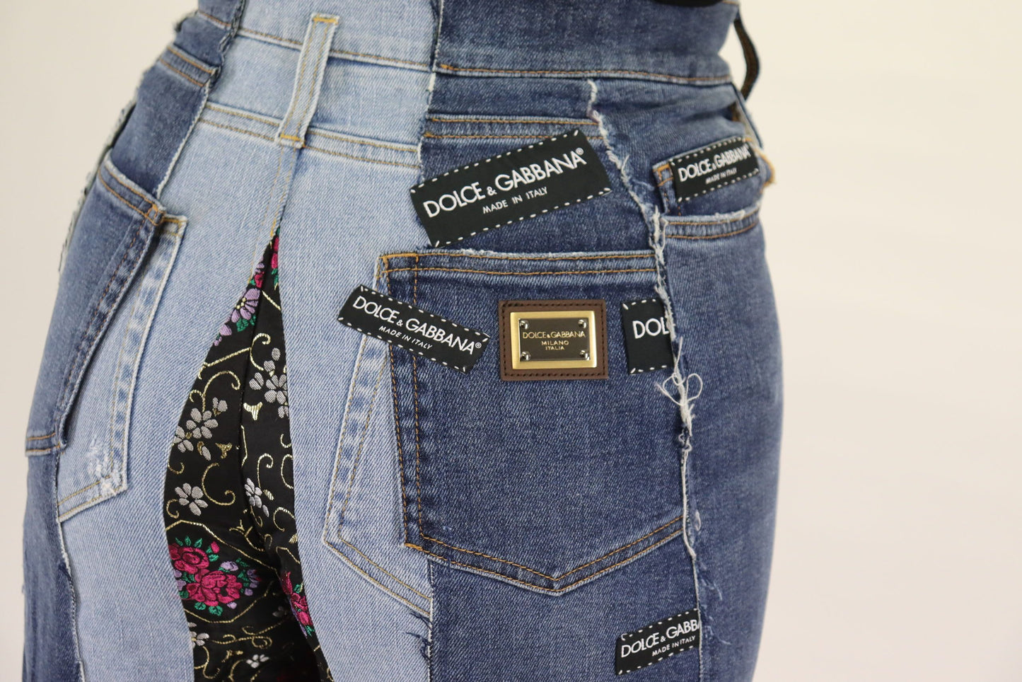 Jeans larghi multicolor a vita alta