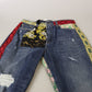Denim skinny patchwork a vita alta