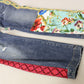 Denim skinny patchwork a vita alta