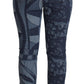 Eleganti jeans skinny a vita alta con motivo floreale