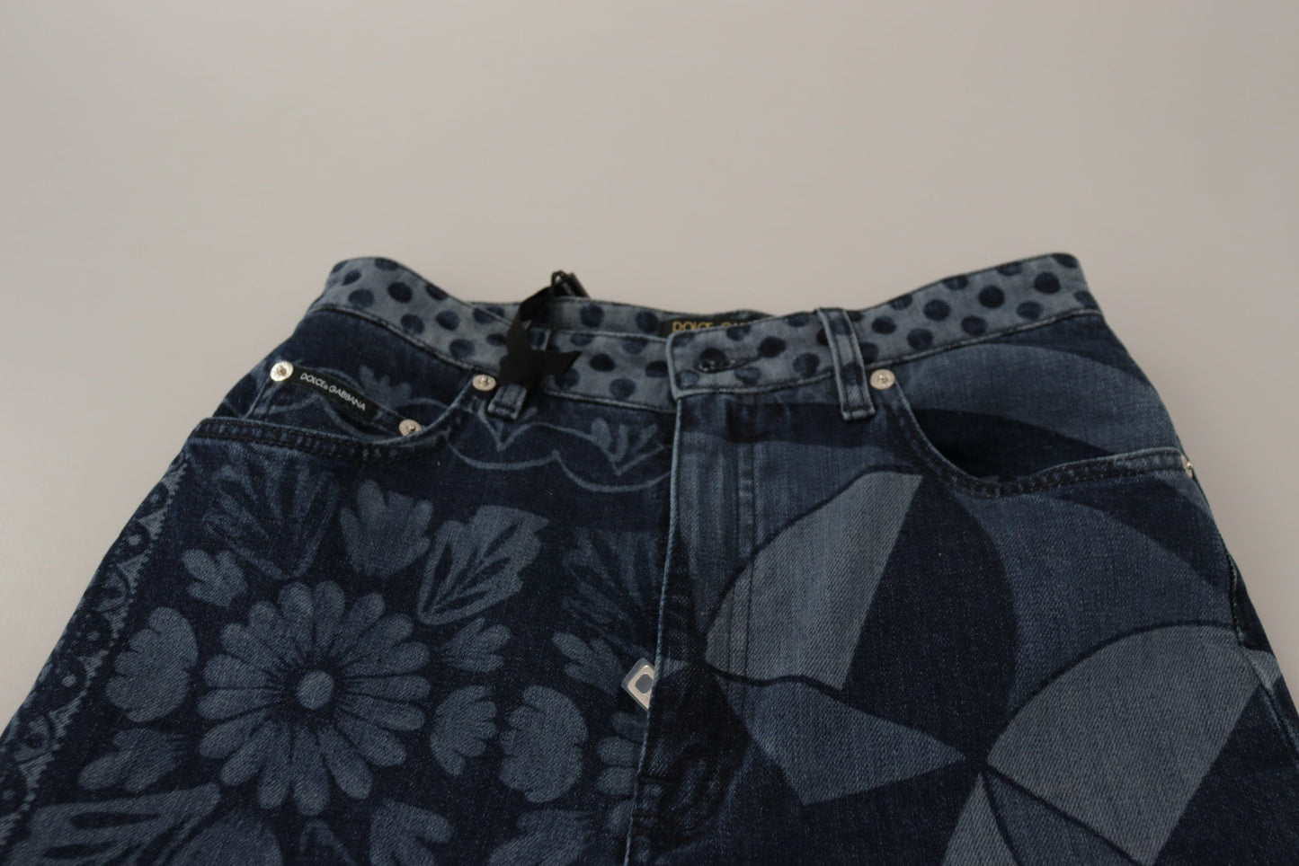 Eleganti jeans skinny a vita alta con motivo floreale