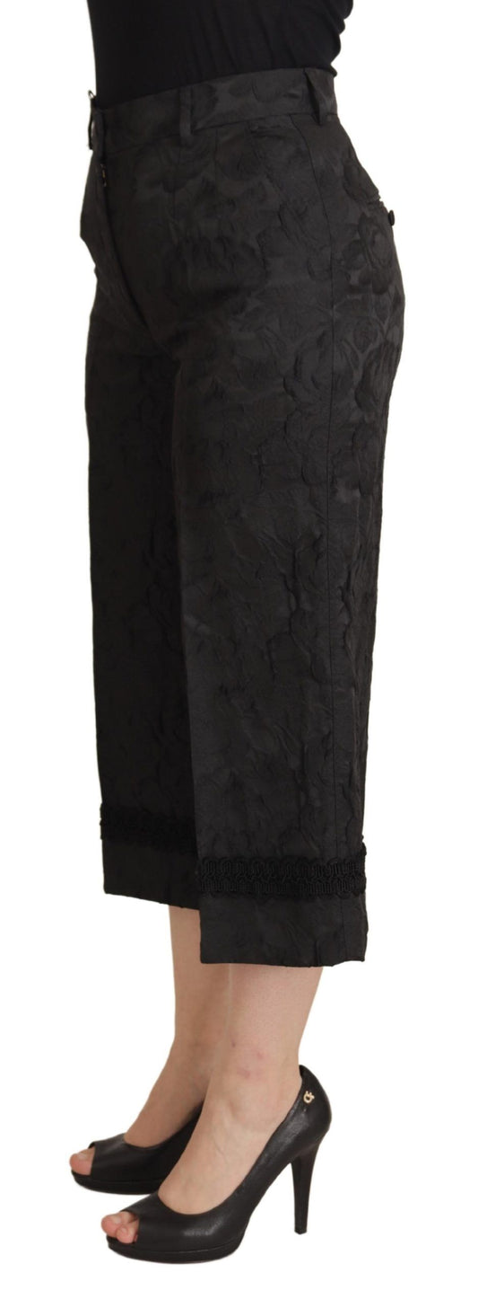 Pantaloni eleganti in broccato nero