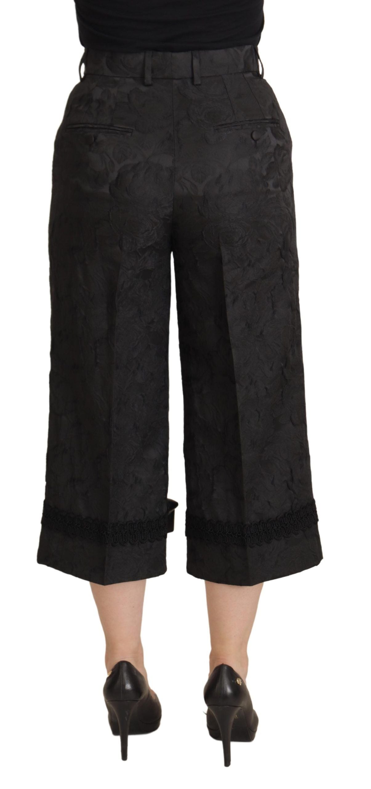 Pantaloni eleganti in broccato nero