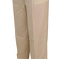 Eleganti pantaloni in lana a vita alta color avorio