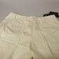 Eleganti pantaloni in lana a vita alta color avorio