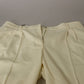Eleganti pantaloni in lana a vita alta color avorio