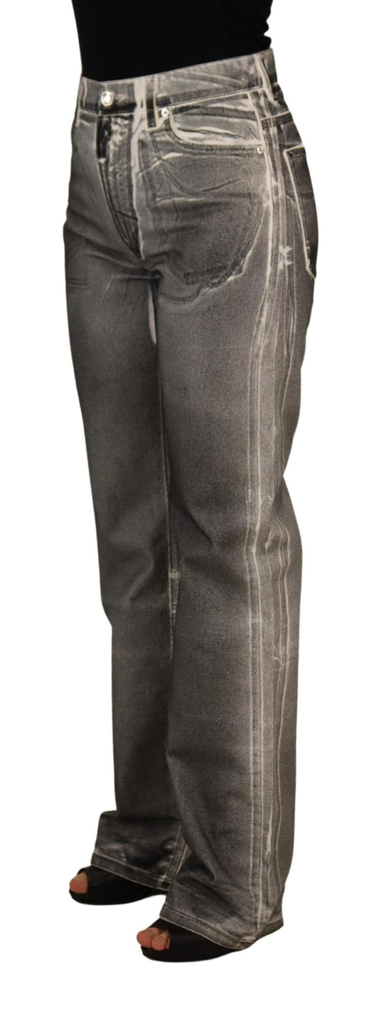 Denim Elegance grigio a vita alta