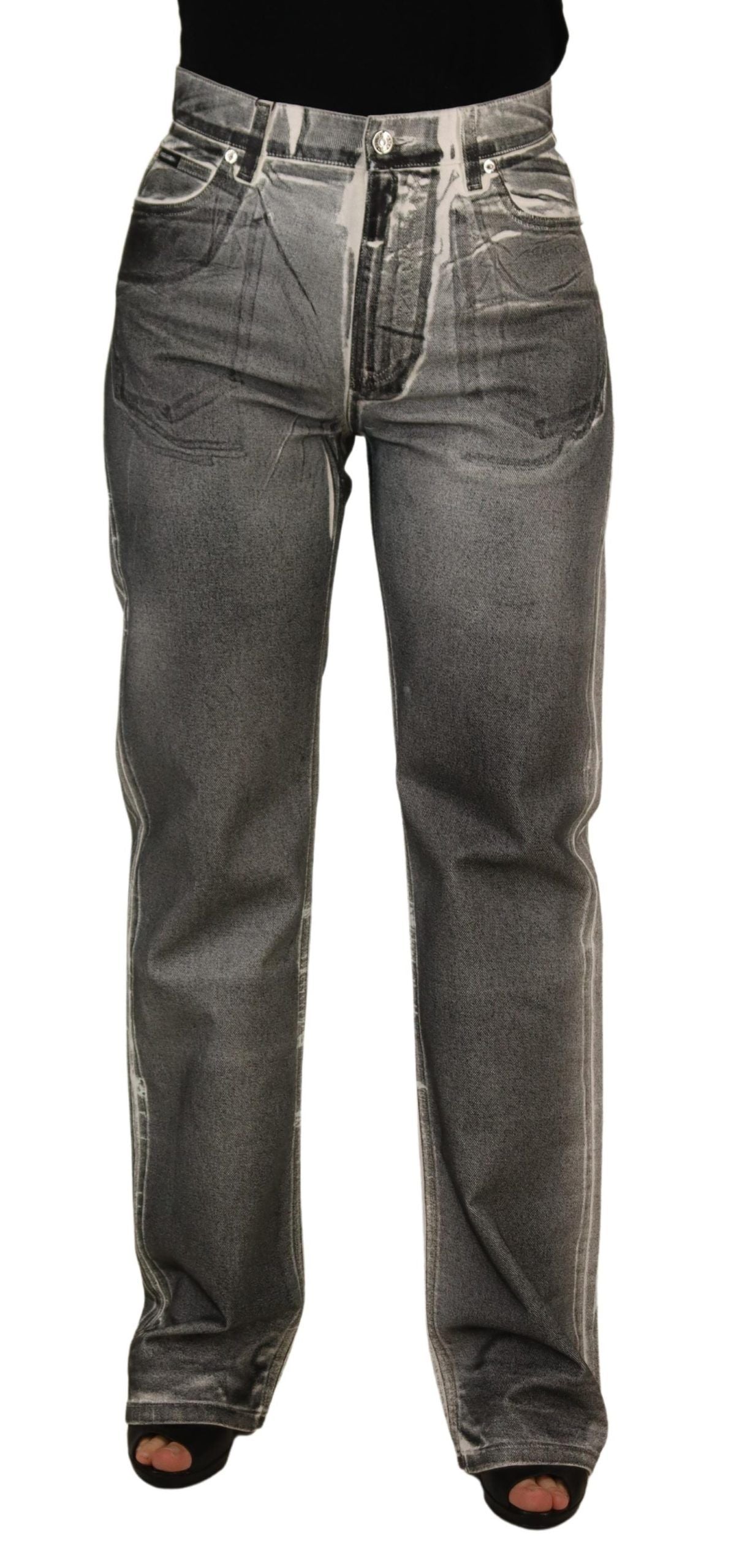 Denim Elegance grigio a vita alta
