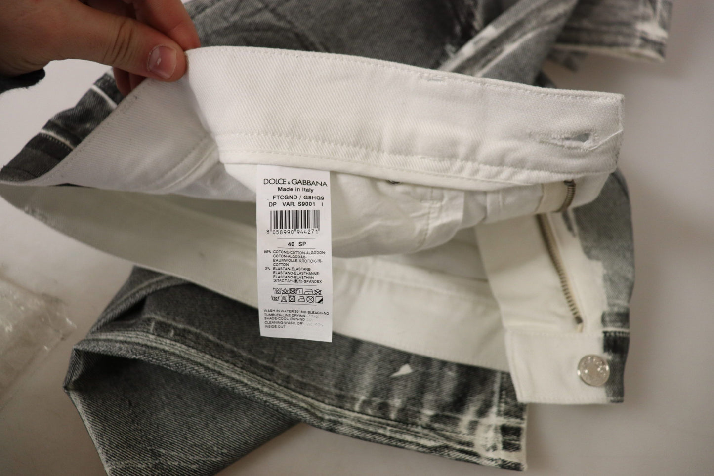 Denim Elegance grigio a vita alta
