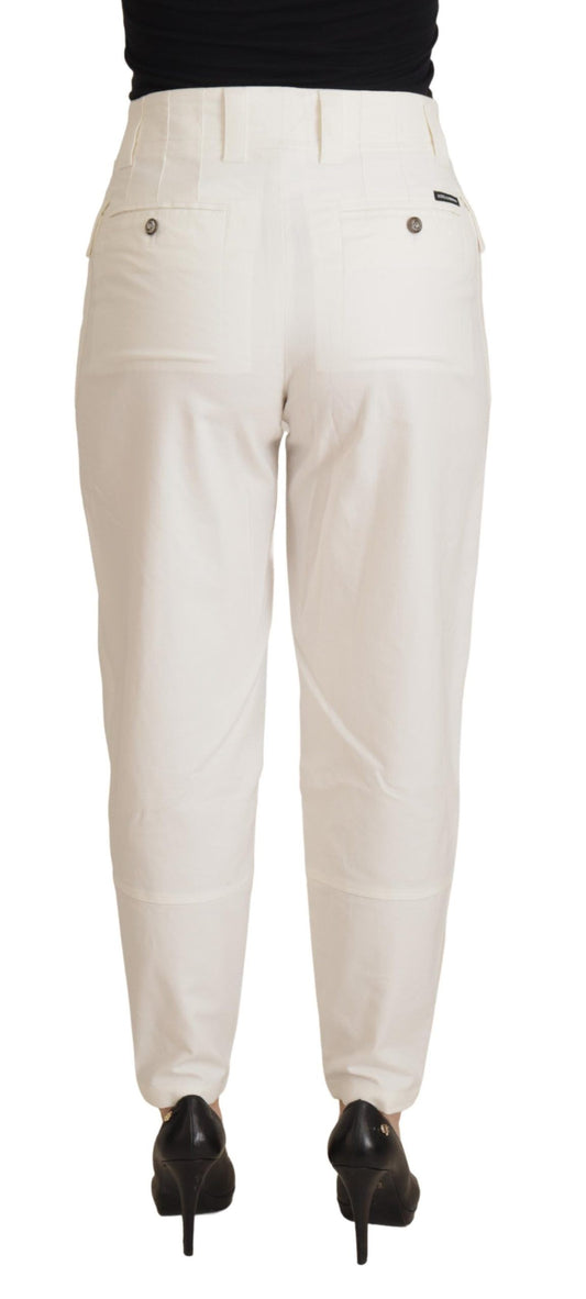 Eleganti pantaloni bianchi a vita alta affusolati