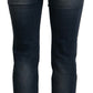 Jeans aderenti a vita alta firmati in blu