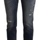 Jeans aderenti a vita alta firmati in blu