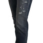 Jeans aderenti a vita alta firmati in blu