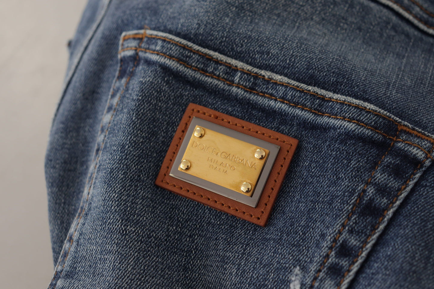 Jeans aderenti a vita alta firmati in blu