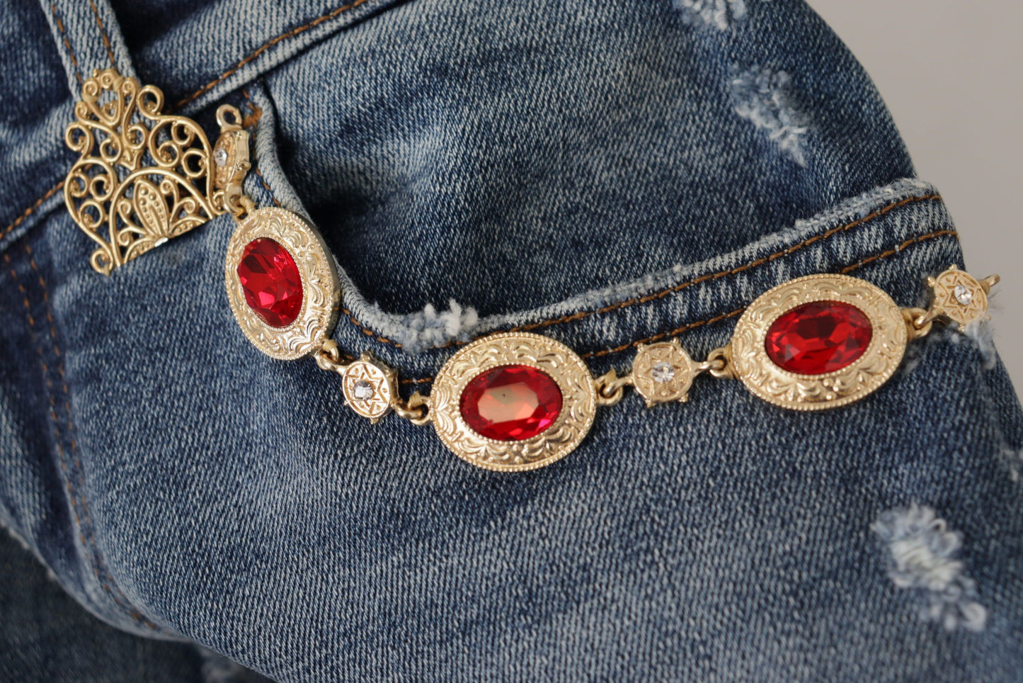 Jeans aderenti a vita alta firmati in blu