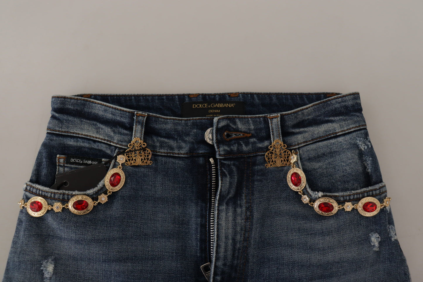 Jeans aderenti a vita alta firmati in blu